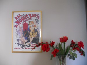 red flowers and painting